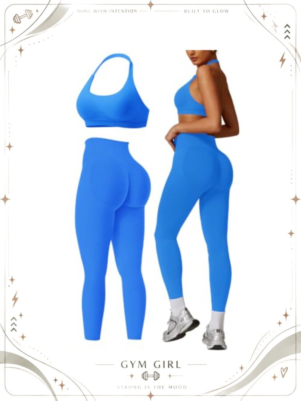 Seamless 2 Piece Halter Sports Bra High Waist Leggings Gym Yoga Set